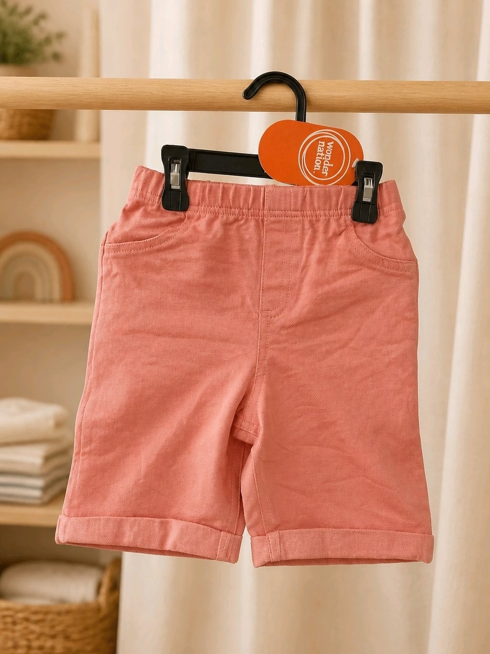 wonder nation dusty rose corduroy pull-on shorts